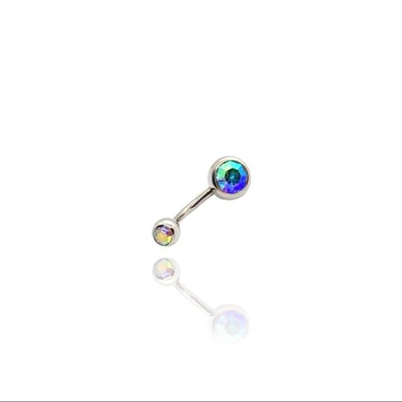 Belly ring hologram surgical stainless steel CZ - Picture 2 of 2